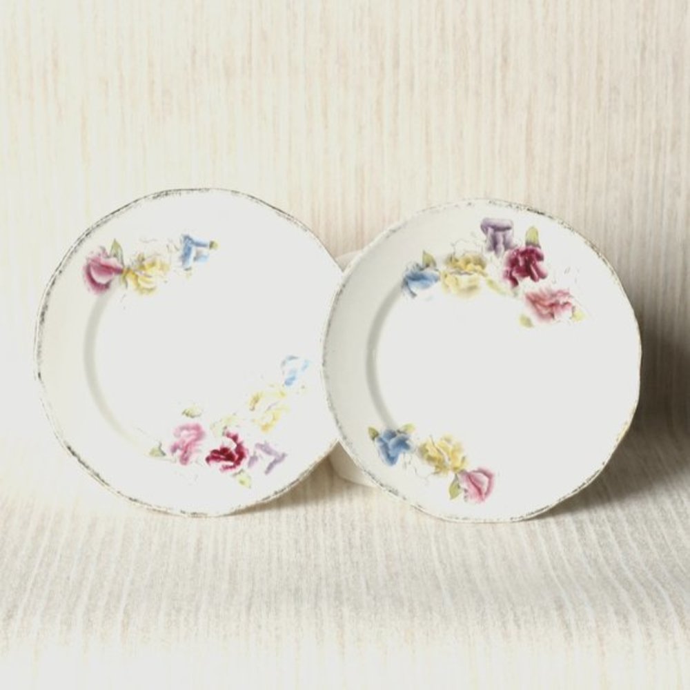 Sweet Pea China Floral Tea/Dessert Plate Set of 2